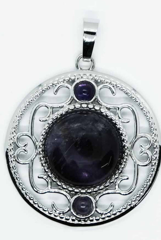 Pendant Round Lacy Amethyst