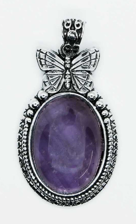 Pendant B/fly Oval Amethyst