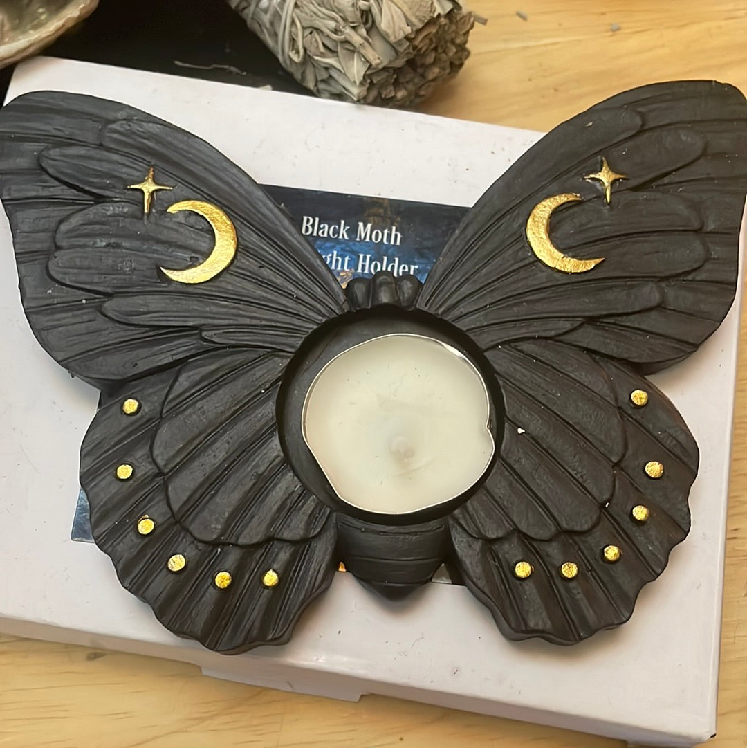 Black moth T light holder