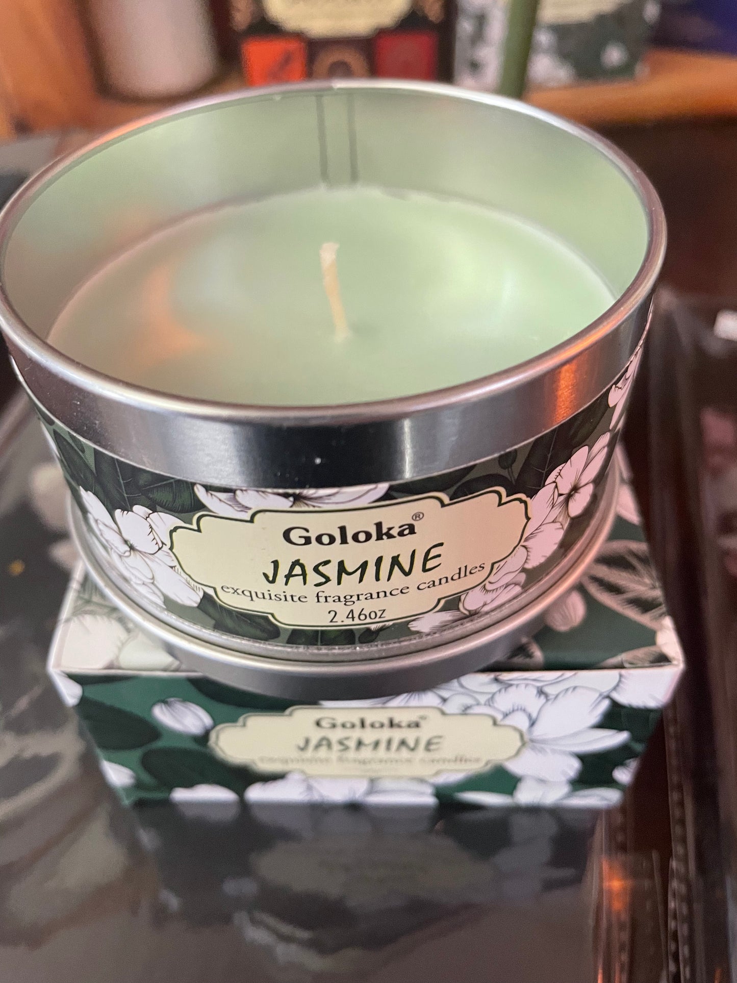 Jasmine scented candle.