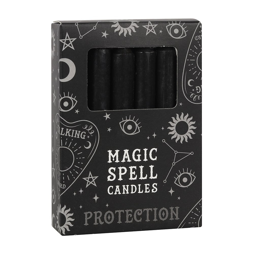 PACK OF 12 BLACK 'PROTECTION' SPELL CANDLES