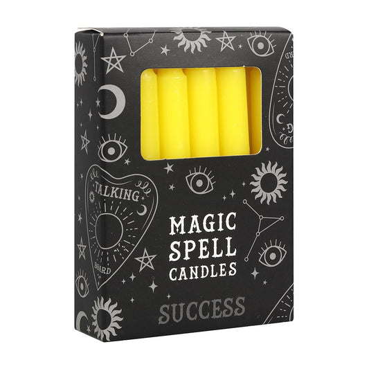 PACK OF 12 YELLOW 'SUCCESS' SPELL CANDLES